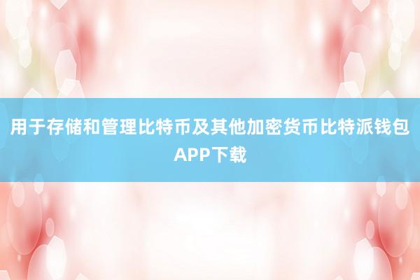 用于存储和管理比特币及其他加密货币比特派钱包APP下载