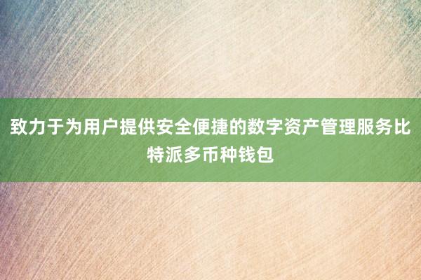 致力于为用户提供安全便捷的数字资产管理服务比特派多币种钱包