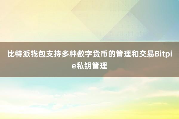 比特派钱包支持多种数字货币的管理和交易Bitpie私钥管理