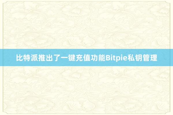 比特派推出了一键充值功能Bitpie私钥管理